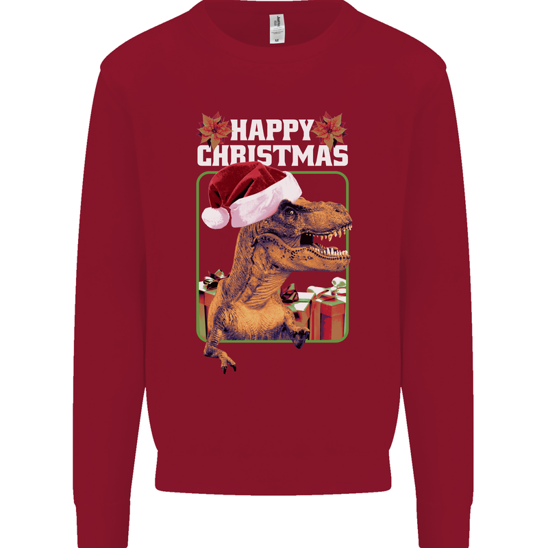Christmas T-Rex Funny Dinosaur Kids Sweatshirt Jumper Red