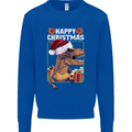 Christmas T-Rex Funny Dinosaur Kids Sweatshirt Jumper Royal Blue