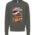 Christmas T-Rex Funny Dinosaur Kids Sweatshirt Jumper Storm Grey