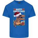 Christmas T-Rex Funny Dinosaur Kids T-Shirt Childrens Royal Blue