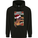 Christmas T-Rex Funny Dinosaur Mens 80% Cotton Hoodie Black