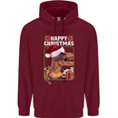 Christmas T-Rex Funny Dinosaur Mens 80% Cotton Hoodie Maroon