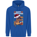 Christmas T-Rex Funny Dinosaur Mens 80% Cotton Hoodie Royal Blue