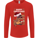 Christmas T-Rex Funny Dinosaur Mens Long Sleeve T-Shirt Red