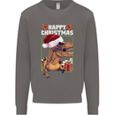 Christmas T-Rex Funny Dinosaur Mens Sweatshirt Jumper Charcoal