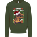 Christmas T-Rex Funny Dinosaur Mens Sweatshirt Jumper Forest Green