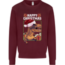 Christmas T-Rex Funny Dinosaur Mens Sweatshirt Jumper Maroon