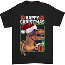 Christmas T-Rex Funny Dinosaur Mens T-Shirt 100% Cotton Black