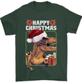 Christmas T-Rex Funny Dinosaur Mens T-Shirt 100% Cotton Forest Green