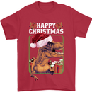 Christmas T-Rex Funny Dinosaur Mens T-Shirt 100% Cotton Red