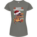 Christmas T-Rex Funny Dinosaur Womens Petite Cut T-Shirt Charcoal