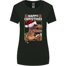 Christmas T-Rex Funny Dinosaur Womens Wider Cut T-Shirt Black