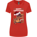 Christmas T-Rex Funny Dinosaur Womens Wider Cut T-Shirt Red