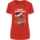 Christmas T-Rex Funny Dinosaur Womens Wider Cut T-Shirt Red