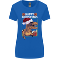 Christmas T-Rex Funny Dinosaur Womens Wider Cut T-Shirt Royal Blue