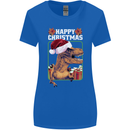Christmas T-Rex Funny Dinosaur Womens Wider Cut T-Shirt Royal Blue