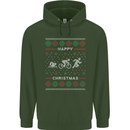 Christmas Triathlon Funny Fitness Gym Childrens Kids Hoodie Forest Green