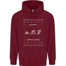 Christmas Triathlon Funny Fitness Gym Childrens Kids Hoodie Maroon