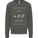 Christmas Triathlon Funny Fitness Gym Kids Sweatshirt Jumper Storm Grey