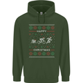Christmas Triathlon Funny Fitness Gym Mens 80% Cotton Hoodie Forest Green