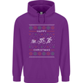 Christmas Triathlon Funny Fitness Gym Mens 80% Cotton Hoodie Purple