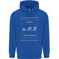 Christmas Triathlon Funny Fitness Gym Mens 80% Cotton Hoodie Royal Blue