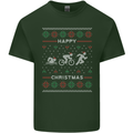 Christmas Triathlon Funny Fitness Gym Mens Cotton T-Shirt Tee Top Forest Green