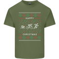 Christmas Triathlon Funny Fitness Gym Mens Cotton T-Shirt Tee Top Military Green