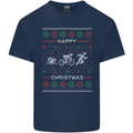 Christmas Triathlon Funny Fitness Gym Mens Cotton T-Shirt Tee Top Navy Blue