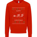 Christmas Triathlon Funny Fitness Gym Mens Sweatshirt Jumper Bright Red