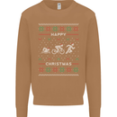 Christmas Triathlon Funny Fitness Gym Mens Sweatshirt Jumper Caramel Latte