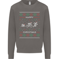 Christmas Triathlon Funny Fitness Gym Mens Sweatshirt Jumper Charcoal
