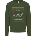 Christmas Triathlon Funny Fitness Gym Mens Sweatshirt Jumper Forest Green