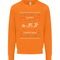 Christmas Triathlon Funny Fitness Gym Mens Sweatshirt Jumper Orange