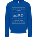 Christmas Triathlon Funny Fitness Gym Mens Sweatshirt Jumper Royal Blue