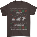 Christmas Triathlon Funny Fitness Gym Mens T-Shirt Cotton Gildan Dark Chocolate