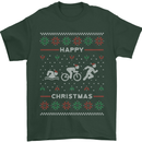 Christmas Triathlon Funny Fitness Gym Mens T-Shirt Cotton Gildan Forest Green