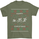 Christmas Triathlon Funny Fitness Gym Mens T-Shirt Cotton Gildan Military Green
