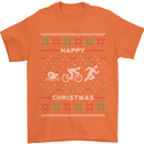 Christmas Triathlon Funny Fitness Gym Mens T-Shirt Cotton Gildan Orange