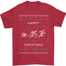 Christmas Triathlon Funny Fitness Gym Mens T-Shirt Cotton Gildan Red