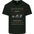 Christmas Triathlon Funny Fitness Gym Mens V-Neck Cotton T-Shirt Black