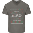 Christmas Triathlon Funny Fitness Gym Mens V-Neck Cotton T-Shirt Charcoal