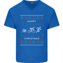Christmas Triathlon Funny Fitness Gym Mens V-Neck Cotton T-Shirt Royal Blue