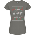 Christmas Triathlon Funny Fitness Gym Womens Petite Cut T-Shirt Charcoal