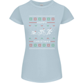 Christmas Triathlon Funny Fitness Gym Womens Petite Cut T-Shirt Light Blue