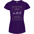 Christmas Triathlon Funny Fitness Gym Womens Petite Cut T-Shirt Purple