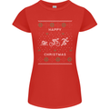 Christmas Triathlon Funny Fitness Gym Womens Petite Cut T-Shirt Red