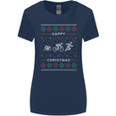 Christmas Triathlon Funny Fitness Gym Womens Wider Cut T-Shirt Navy Blue