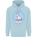 Christmas Unicorn Snow Globe Childrens Kids Hoodie Light Blue