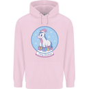 Christmas Unicorn Snow Globe Childrens Kids Hoodie Light Pink